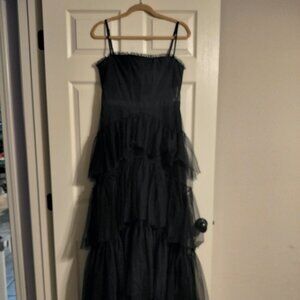 Betsy & Adam Spaghetti Strap Mesh Corset Gown Size 12